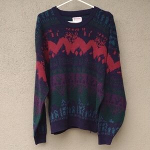 Vintage Windridge Colorful Patterned Sweater XL